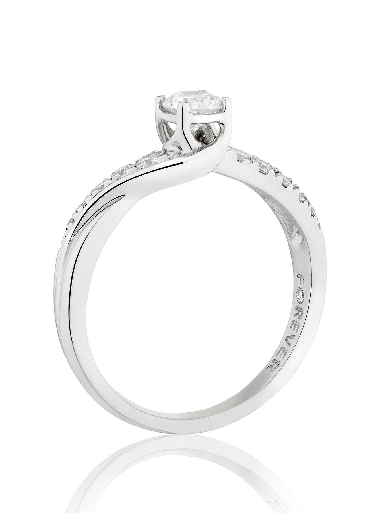  image of h-samuel-the-forever-diamond-platinum-twist-solitaire-050ct-engagement-ring