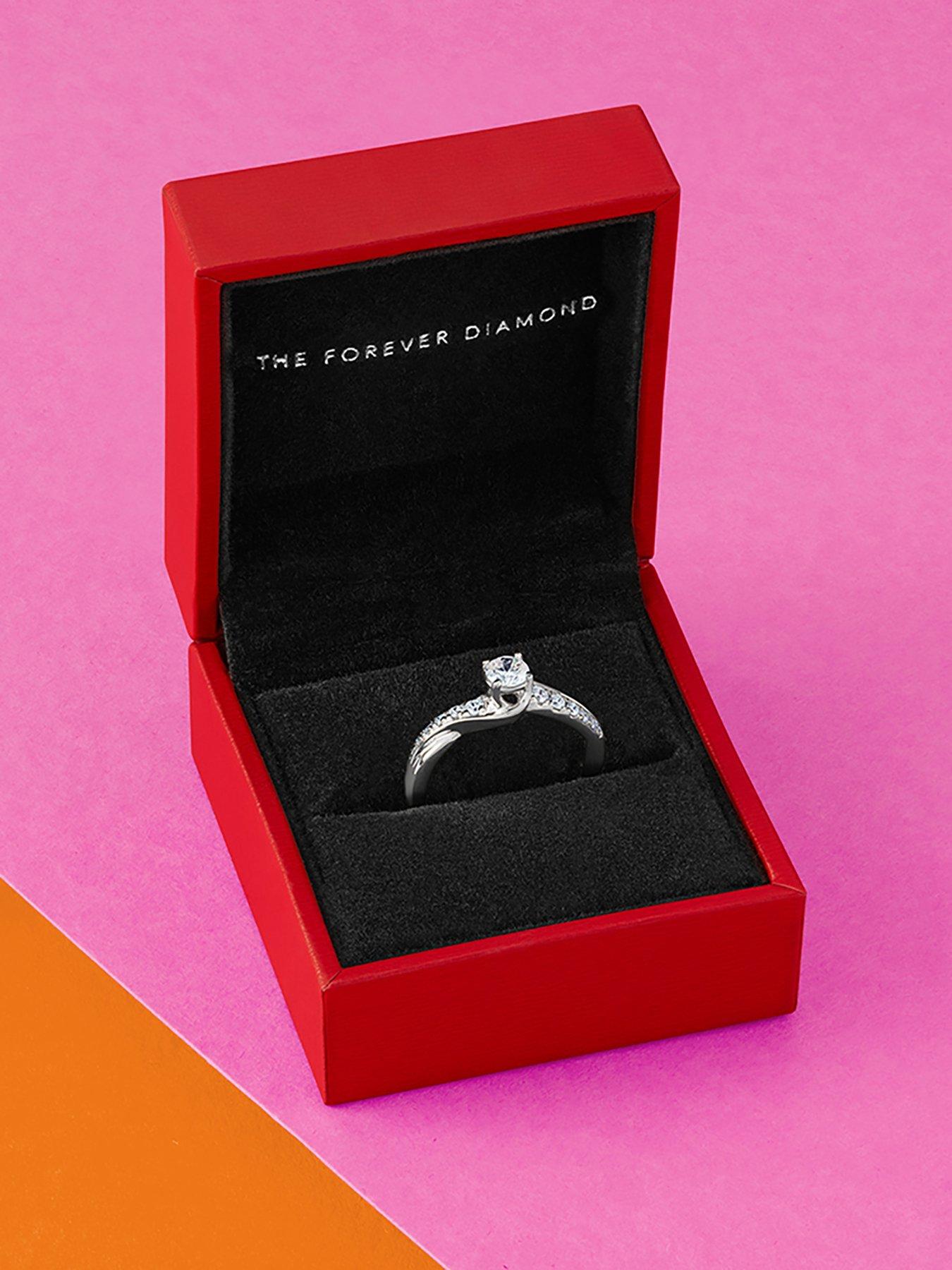  image of h-samuel-the-forever-diamond-platinum-twist-solitaire-050ct-engagement-ring