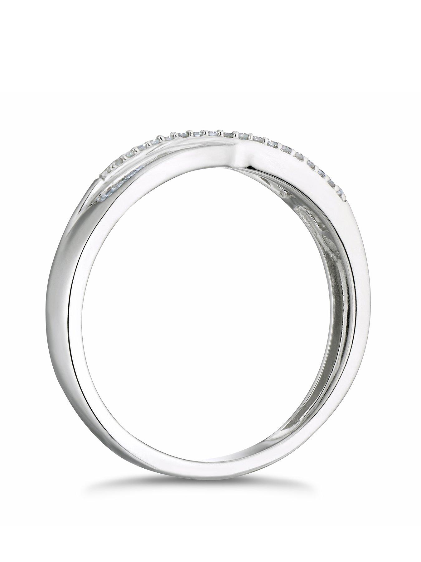  image of h-samuel-9ct-white-gold-engagement-ring-010ct-diamond-crossover-eternity-ring
