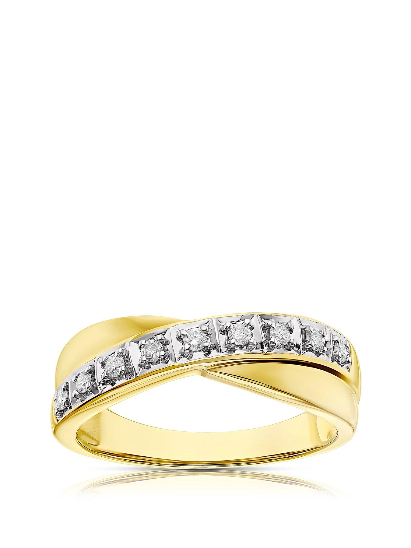 undefined 9ct Yellow Gold Engagement Ring. 0.12ct Diamond Crossover Ring