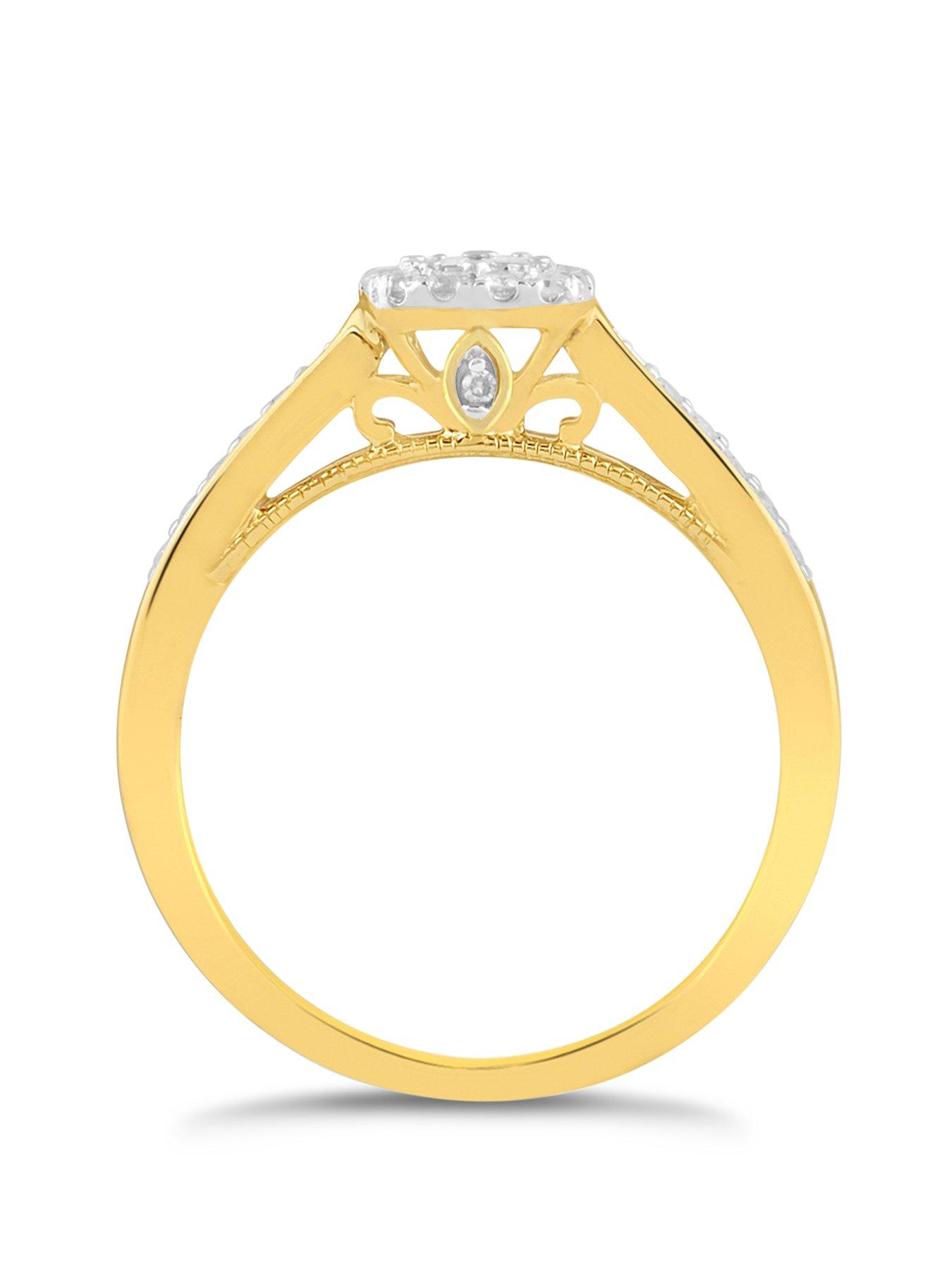 Image 3 of 4 of H. Samuel Princessa 9ct Yellow Gold Engagement Ring. 0.33ct Diamond Cluster Ring