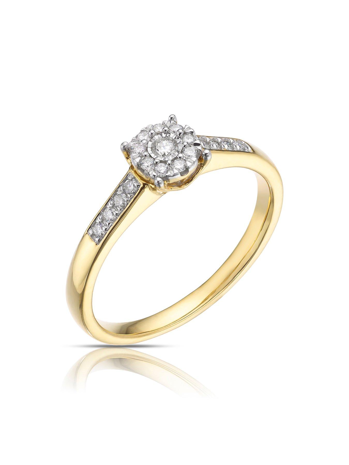 Image 3 of 5 of H. Samuel 9ct Yellow Gold Engagement Ring. 0.15ct Diamond Round Cluster Ring