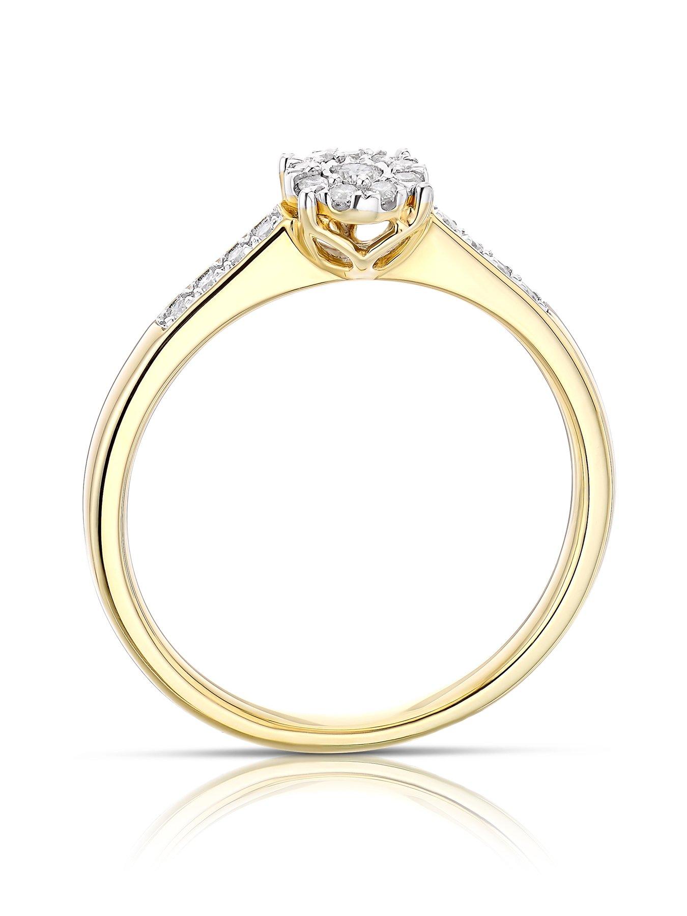Image 4 of 5 of H. Samuel 9ct Yellow Gold Engagement Ring. 0.15ct Diamond Round Cluster Ring