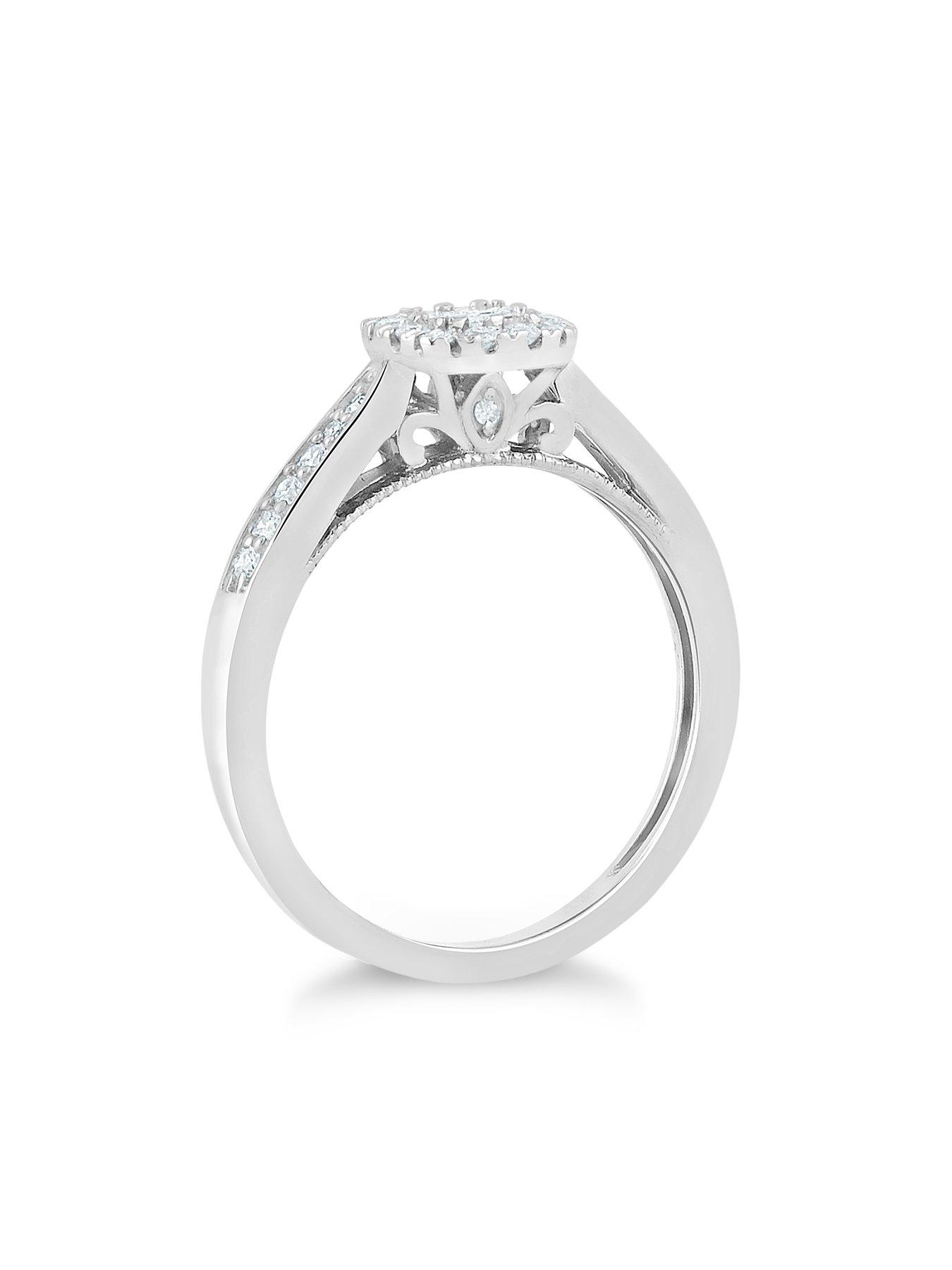 Image 2 of 4 of H. Samuel Princessa 9ct White Gold Engagement Ring. 0.33ct Diamond Cluster Ring