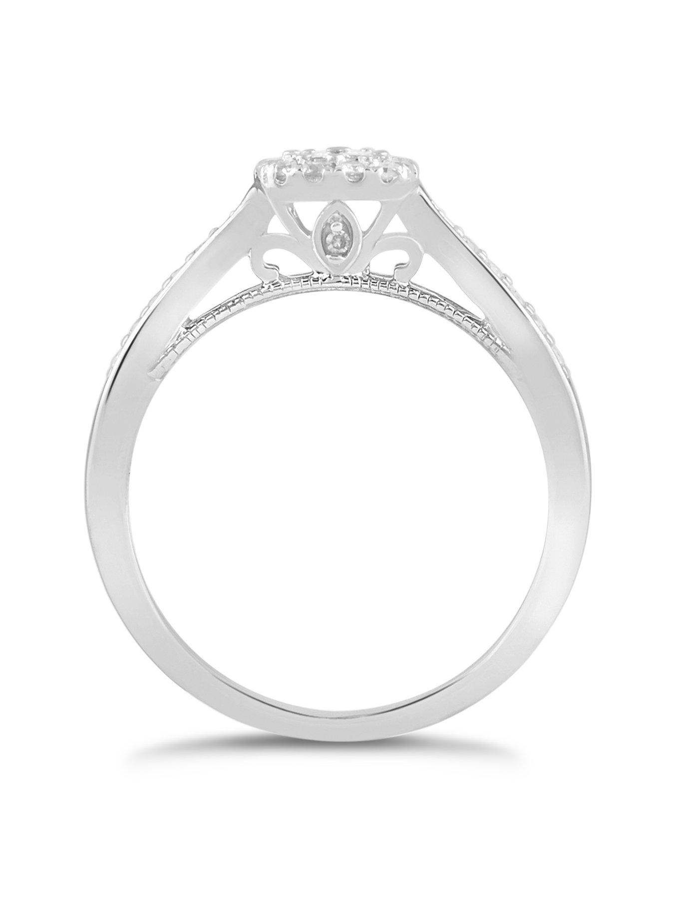 Image 3 of 4 of H. Samuel Princessa 9ct White Gold Engagement Ring. 0.33ct Diamond Cluster Ring