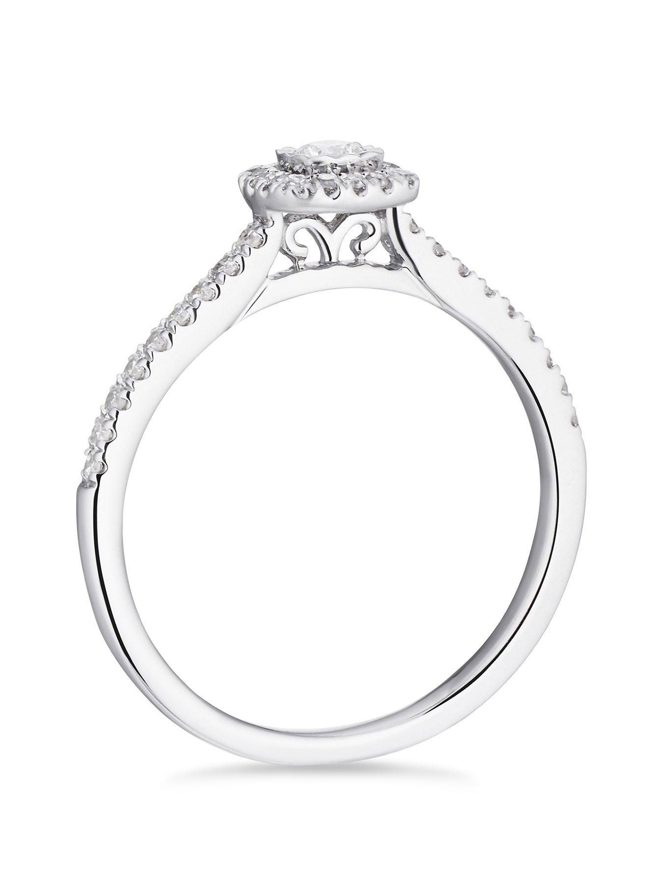  image of h-samuel-9ct-white-gold-engagement-ring-025ct-diamond-cushion-shaped-halo-ring