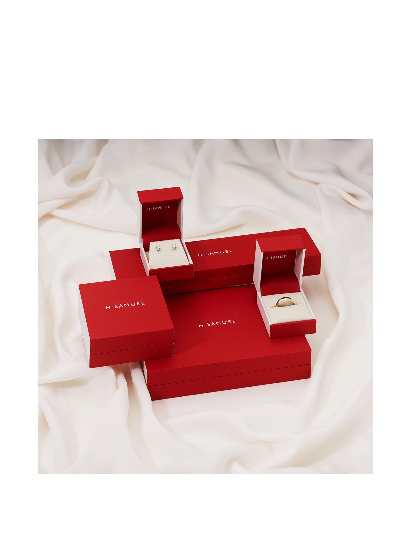  image of h-samuel-9ct-white-gold-engagement-ring-025ct-diamond-cushion-shaped-halo-ring