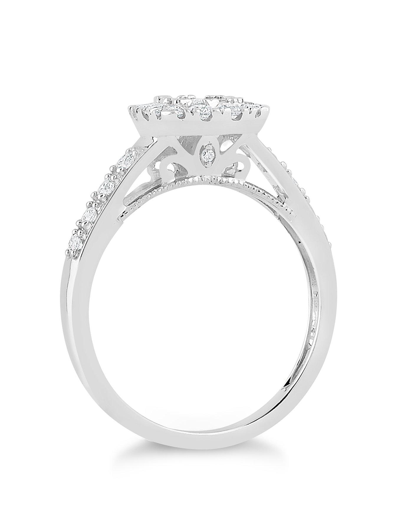  image of h-samuel-princessa-9ct-white-gold-066ct-diamond-square-cluster-ring