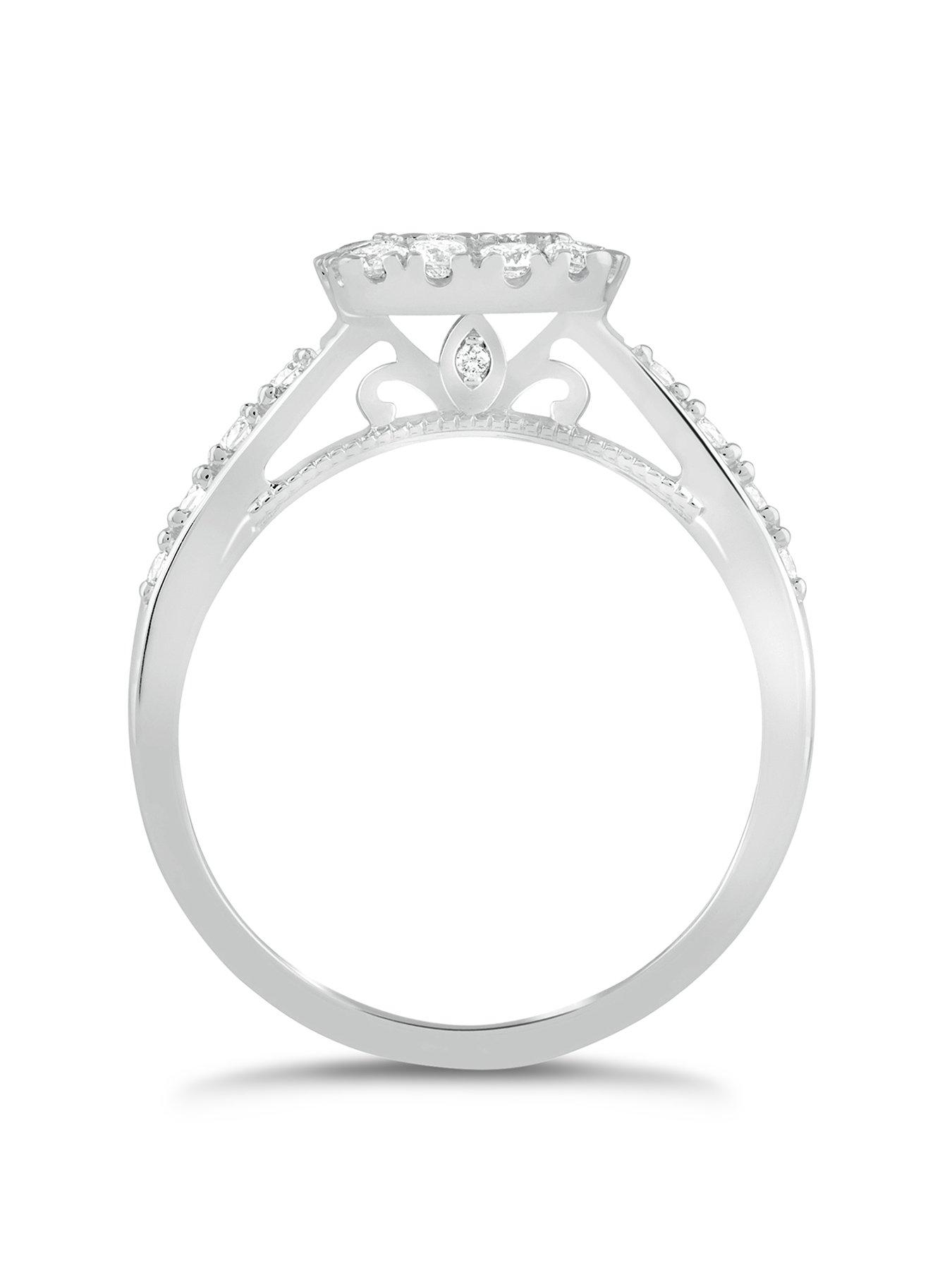  image of h-samuel-princessa-9ct-white-gold-066ct-diamond-square-cluster-ring