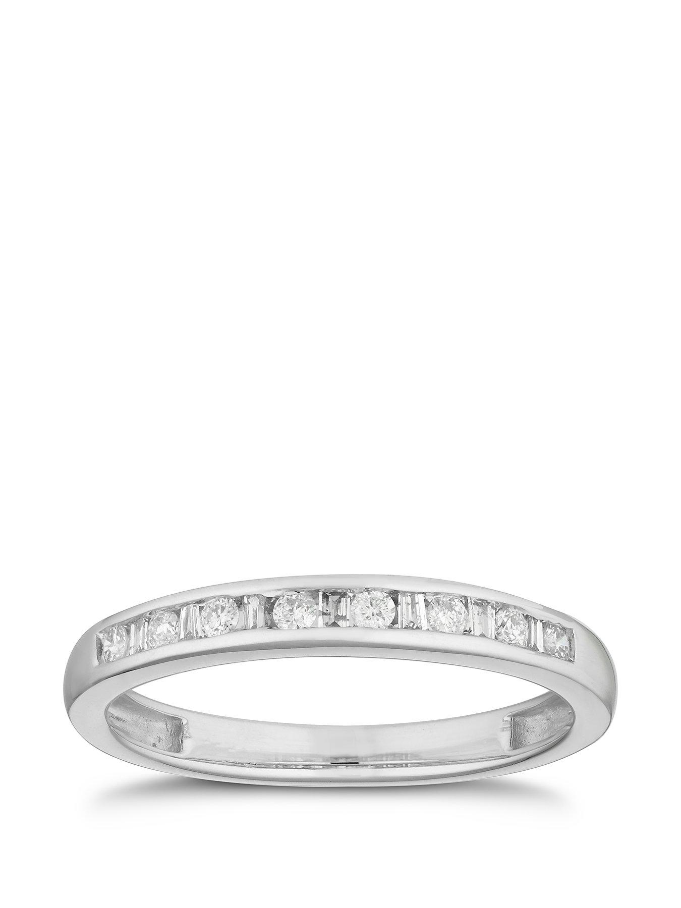 undefined 9ct White Gold Engagement Ring. 0.15ct Diamond Channel Set Eternity Ring