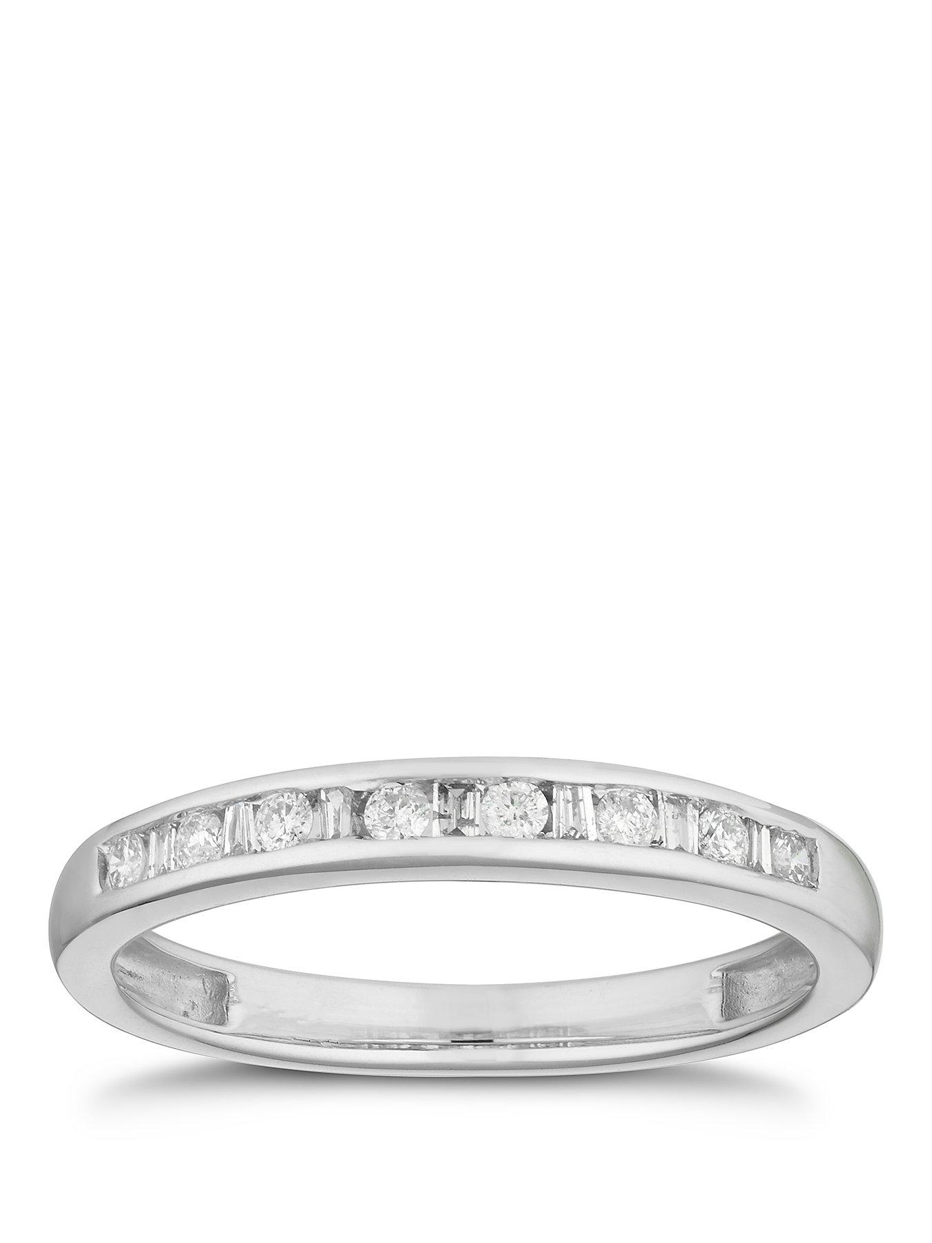 H. Samuel 9ct White Gold Engagement Ring. 0.15ct Diamond Channel Set Eternity Ring