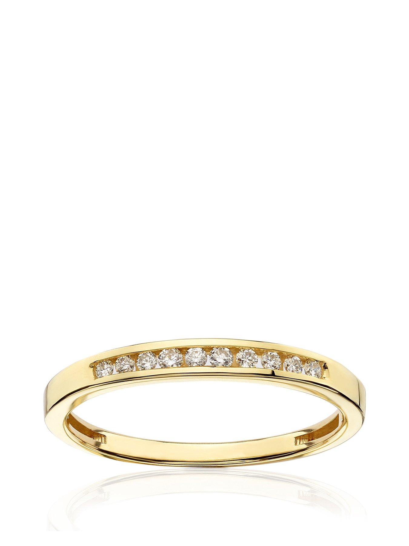 undefined 9ct Yellow Gold Engagement Ring. 0.10ct Diamond Eternity Ring