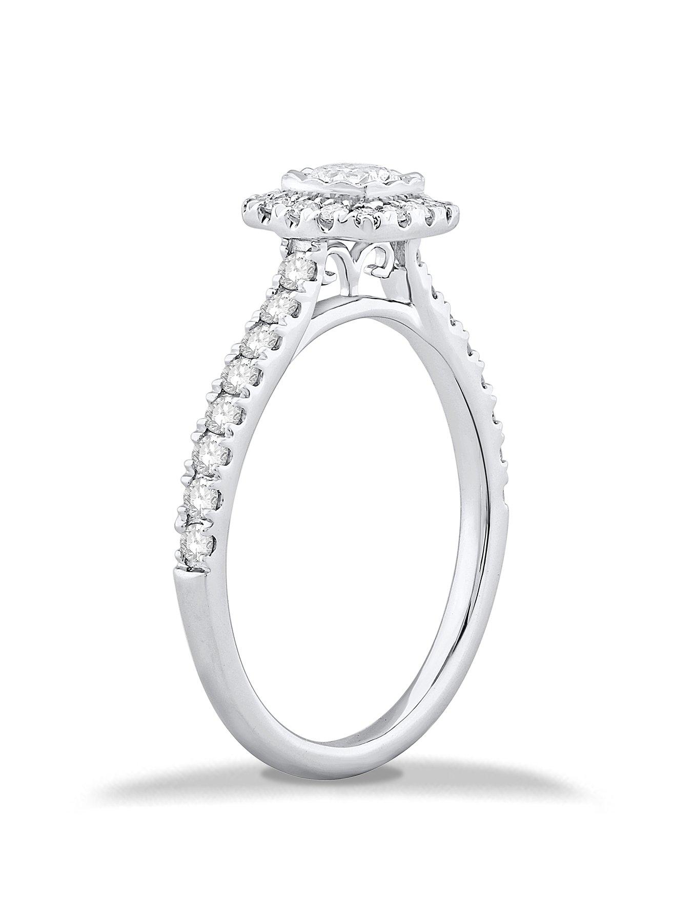 image of h-samuel-9ct-white-gold-engagement-ring-050ct-cushion-halo-diamond-ring