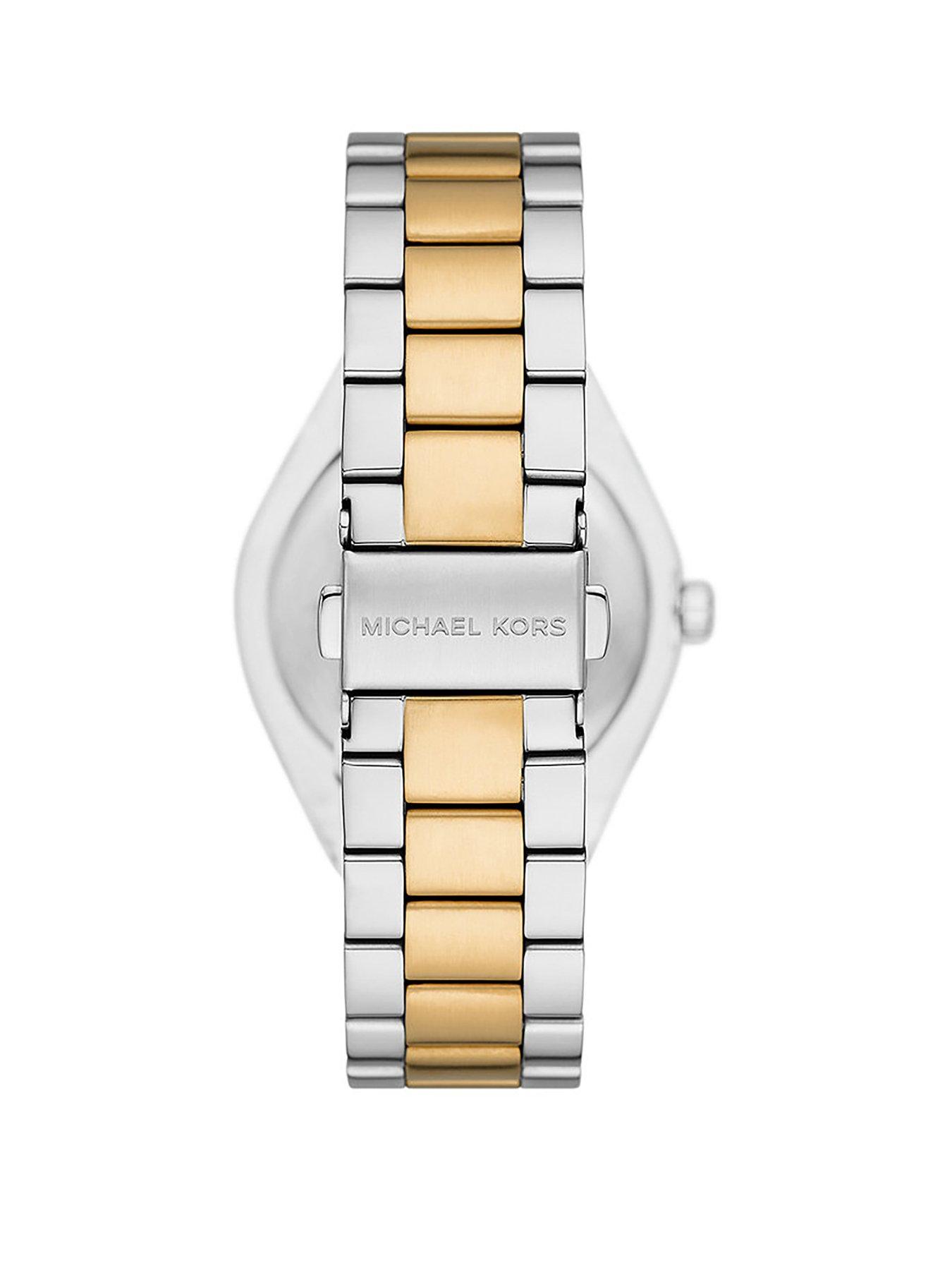 Michael Kors Lennox Three Hand Two Tone Stainless Steel Watch
