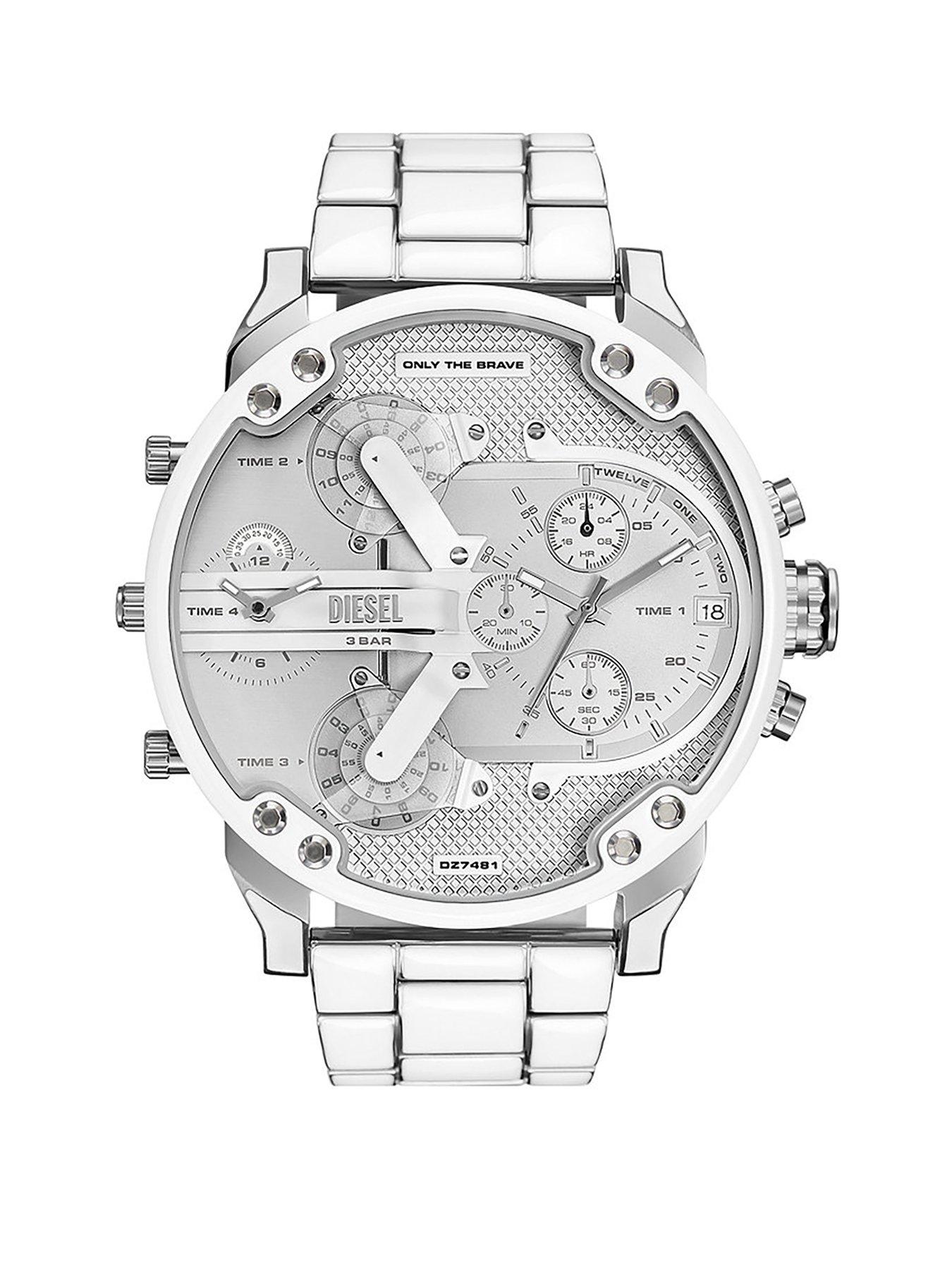 Diesel Mr. Daddy 2.0 Chronograph White and Stainless Steel Watch ...