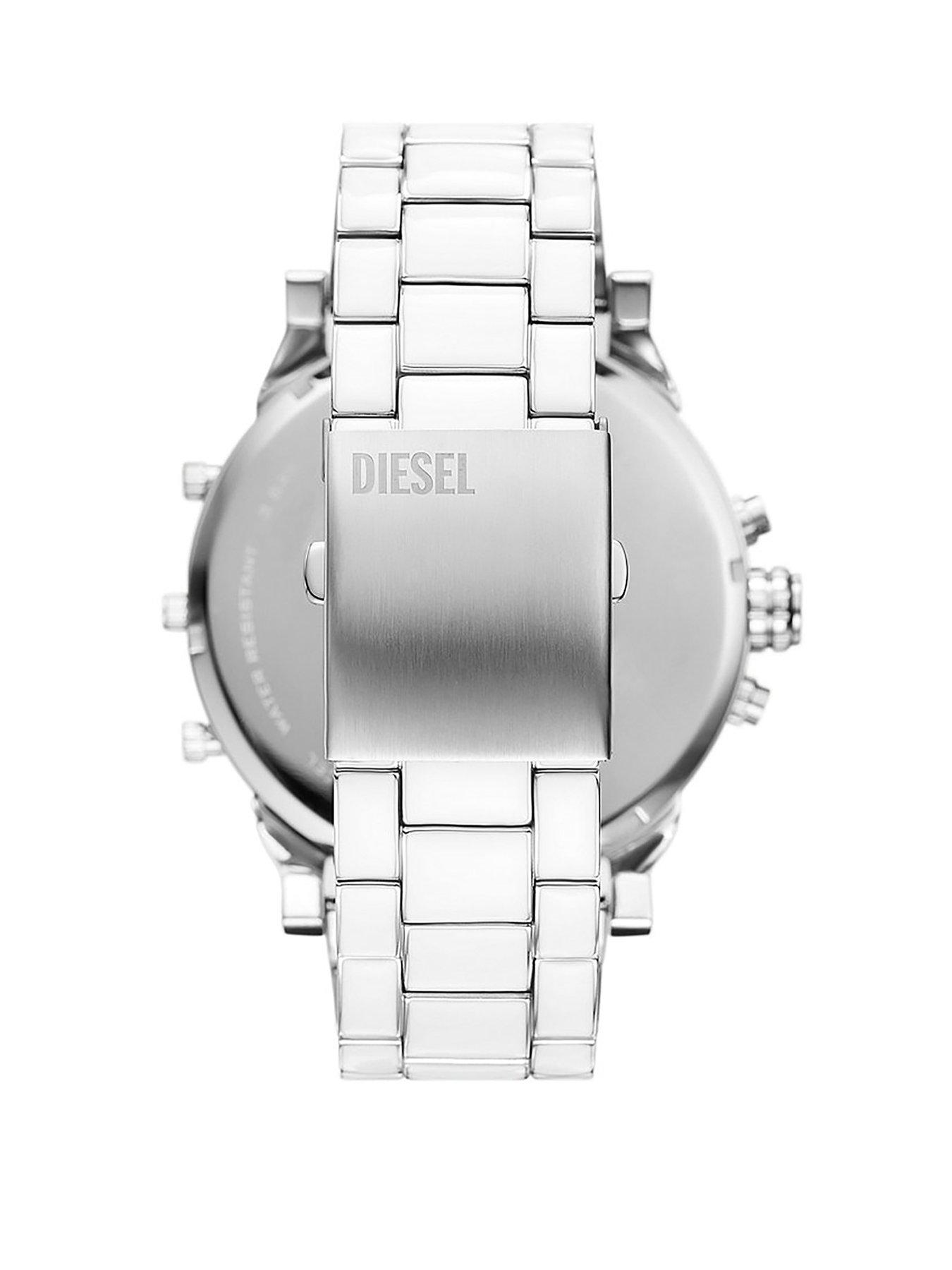 Diesel Mr. Daddy 2.0 Chronograph White and Stainless Steel Watch ...