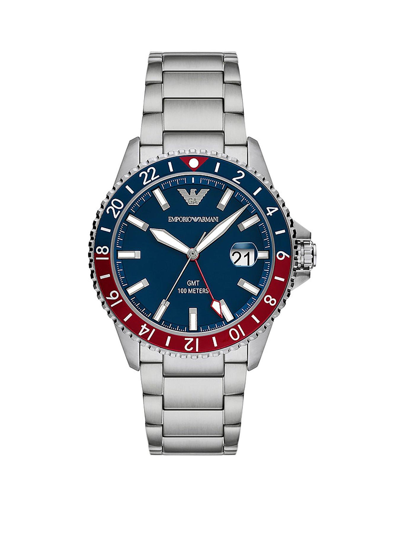 Emporio Armani GMT Dual Time Stainless Steel Watch littlewoods