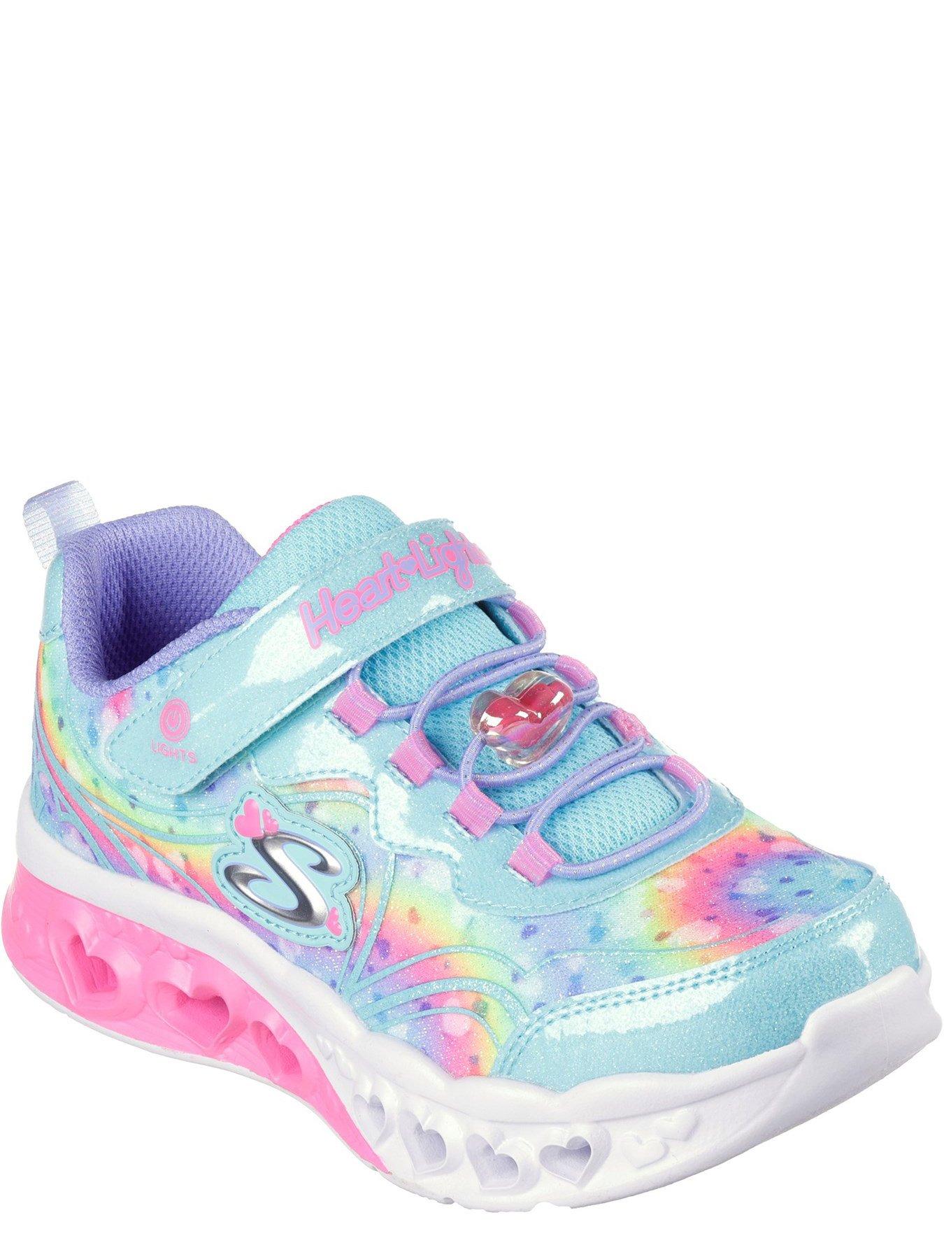 Junior Girls Flutter Heart Lights Trainer Blue