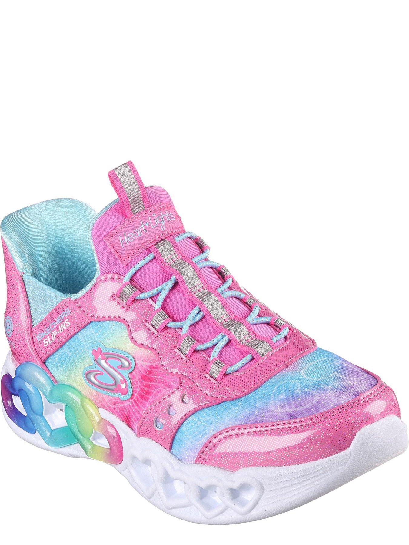  image of skechers-junior-girls-infinite-heart-lights-trainer-pink