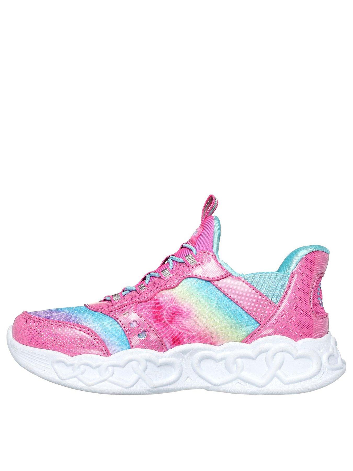  image of skechers-junior-girls-infinite-heart-lights-trainer-pink