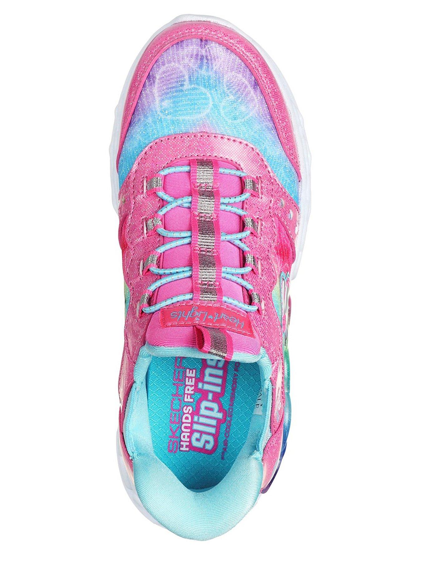  image of skechers-junior-girls-infinite-heart-lights-trainer-pink