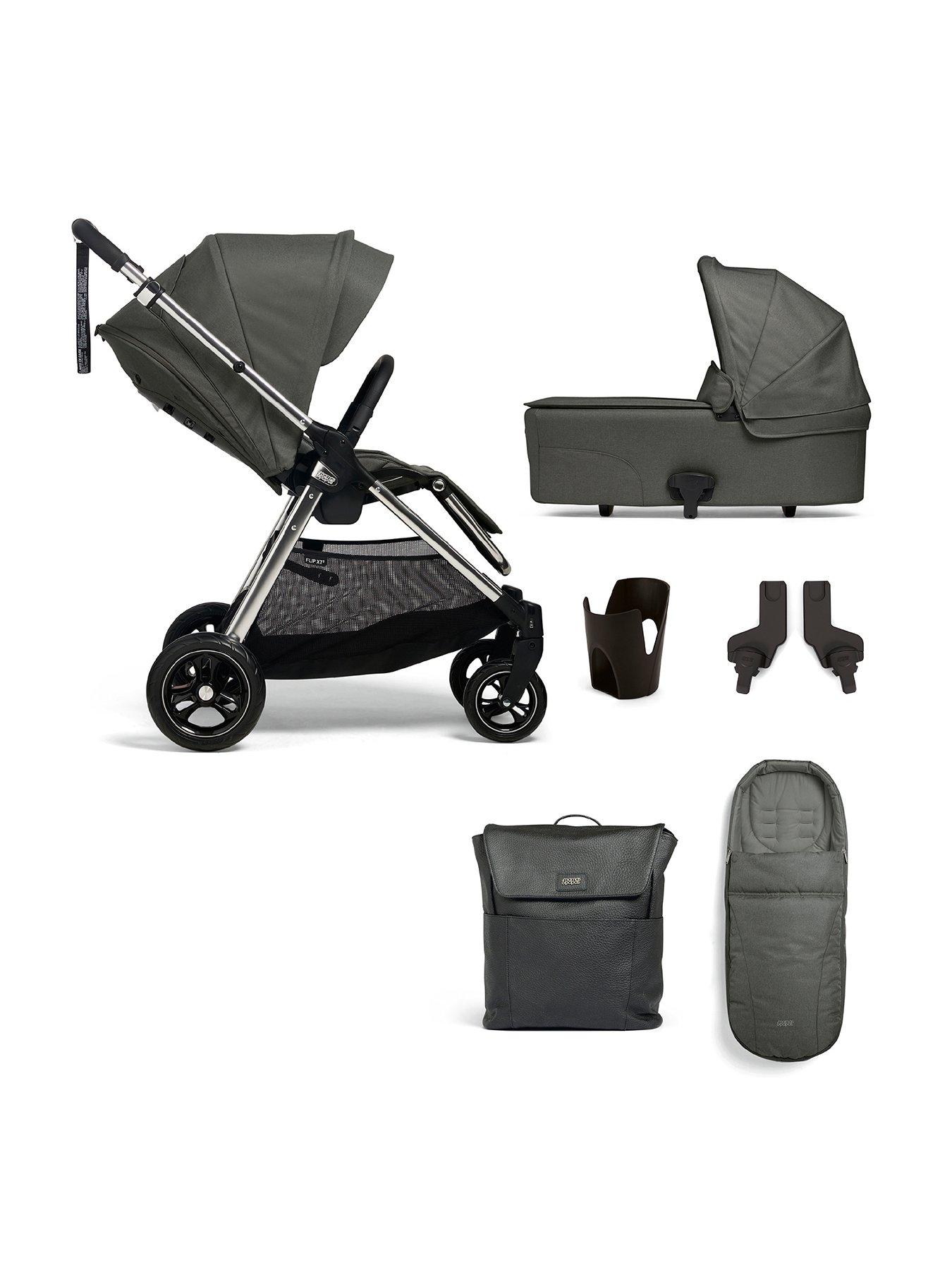 Mamas Papas Flip XT3 Harbour Grey Essential Kit Inc Pushchair Carrycot Adaptors Cupholder Bag Footmuff littlewoods