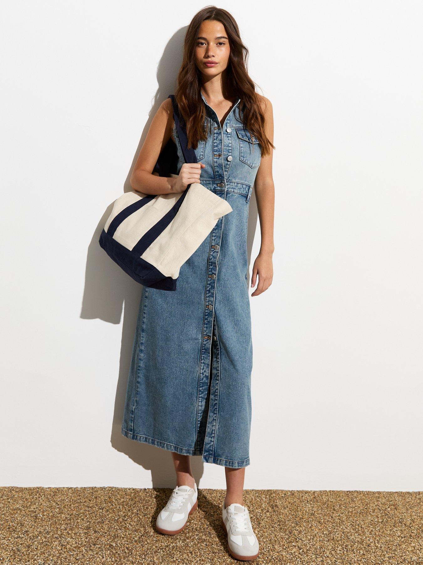 New Look Blue Denim Halter Neck Midi Dress littlewoods