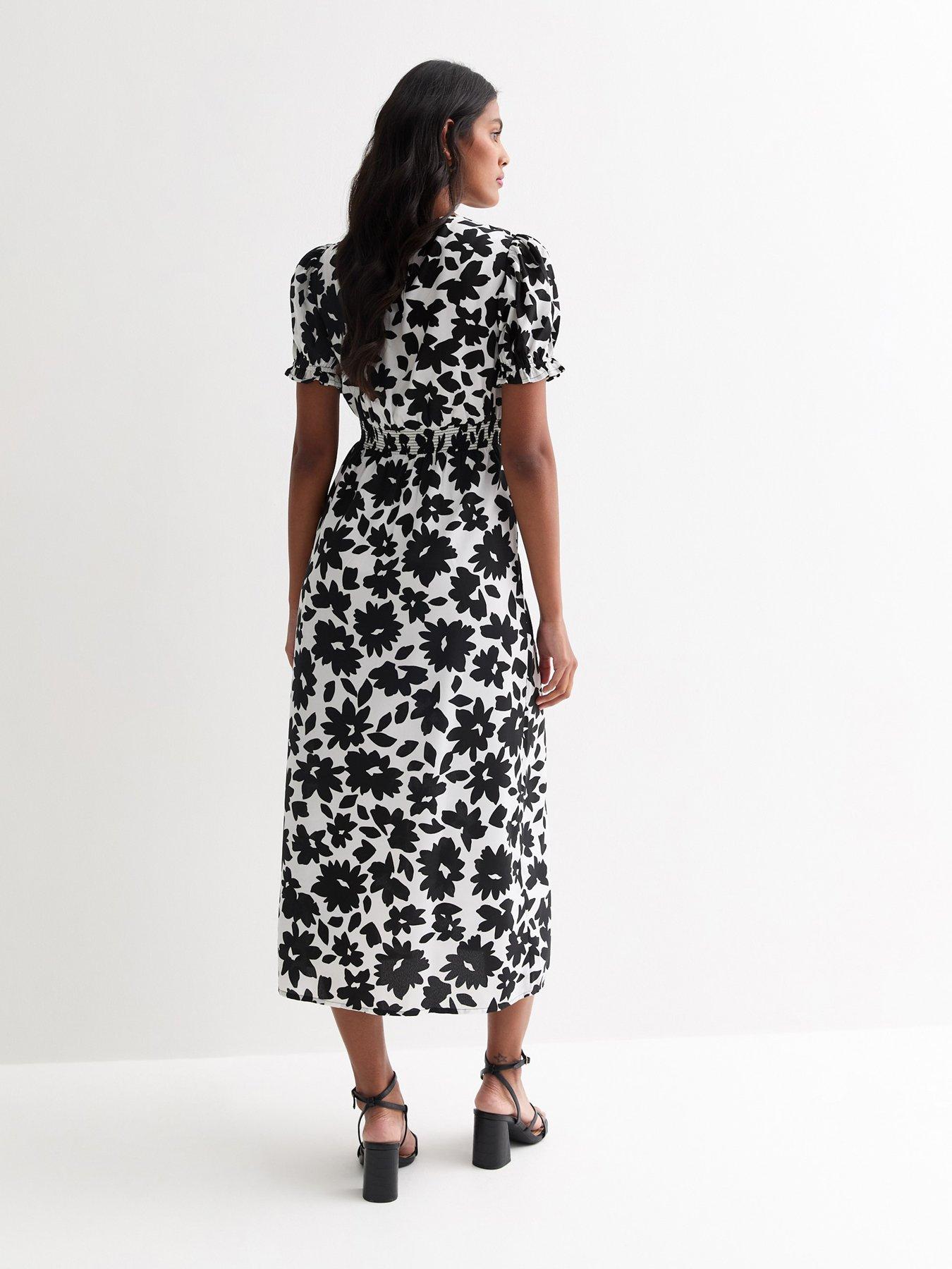 New Look Black Leaf Print Midi Dress | littlewoods.com