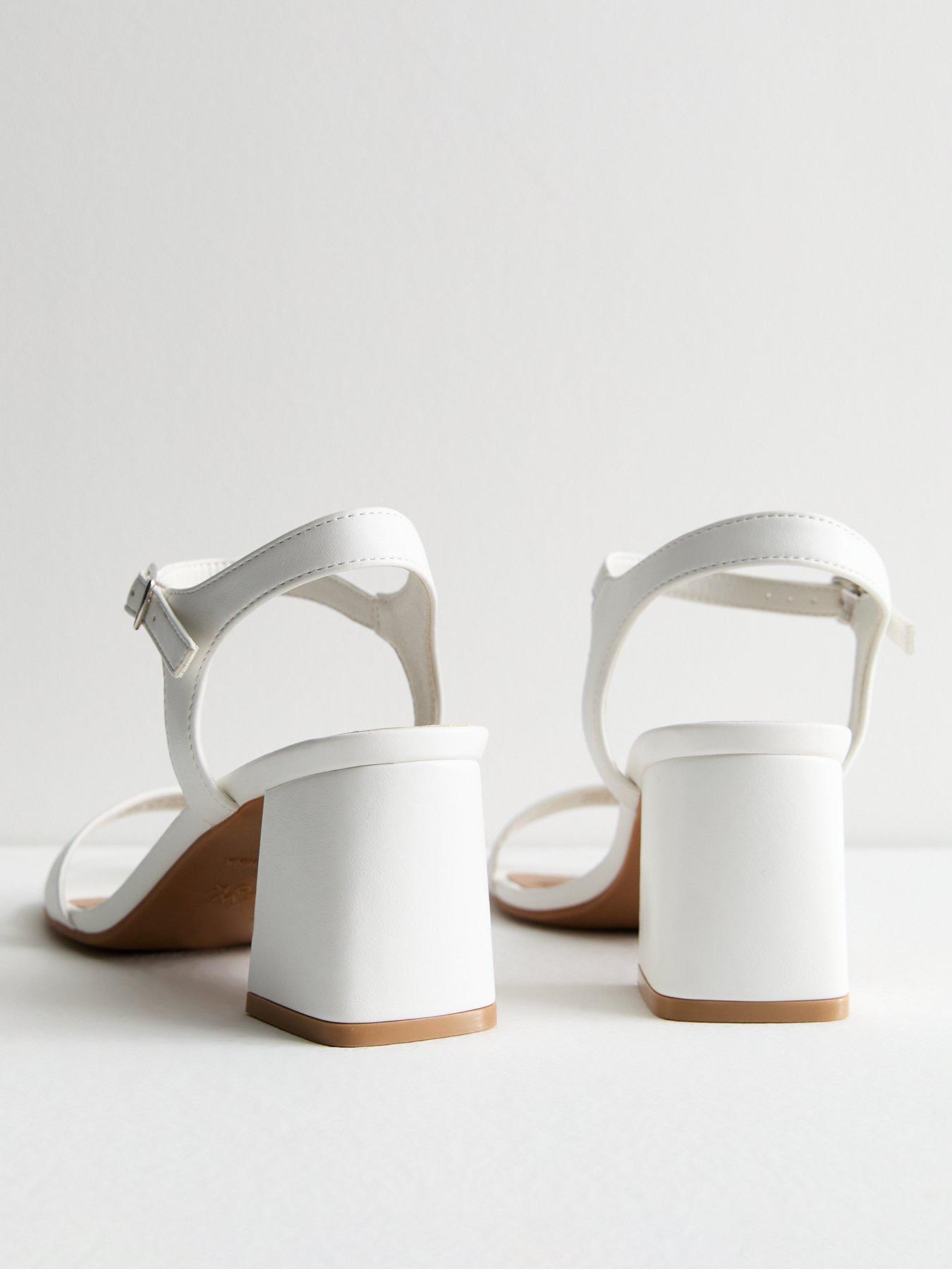 White leather block heel sales