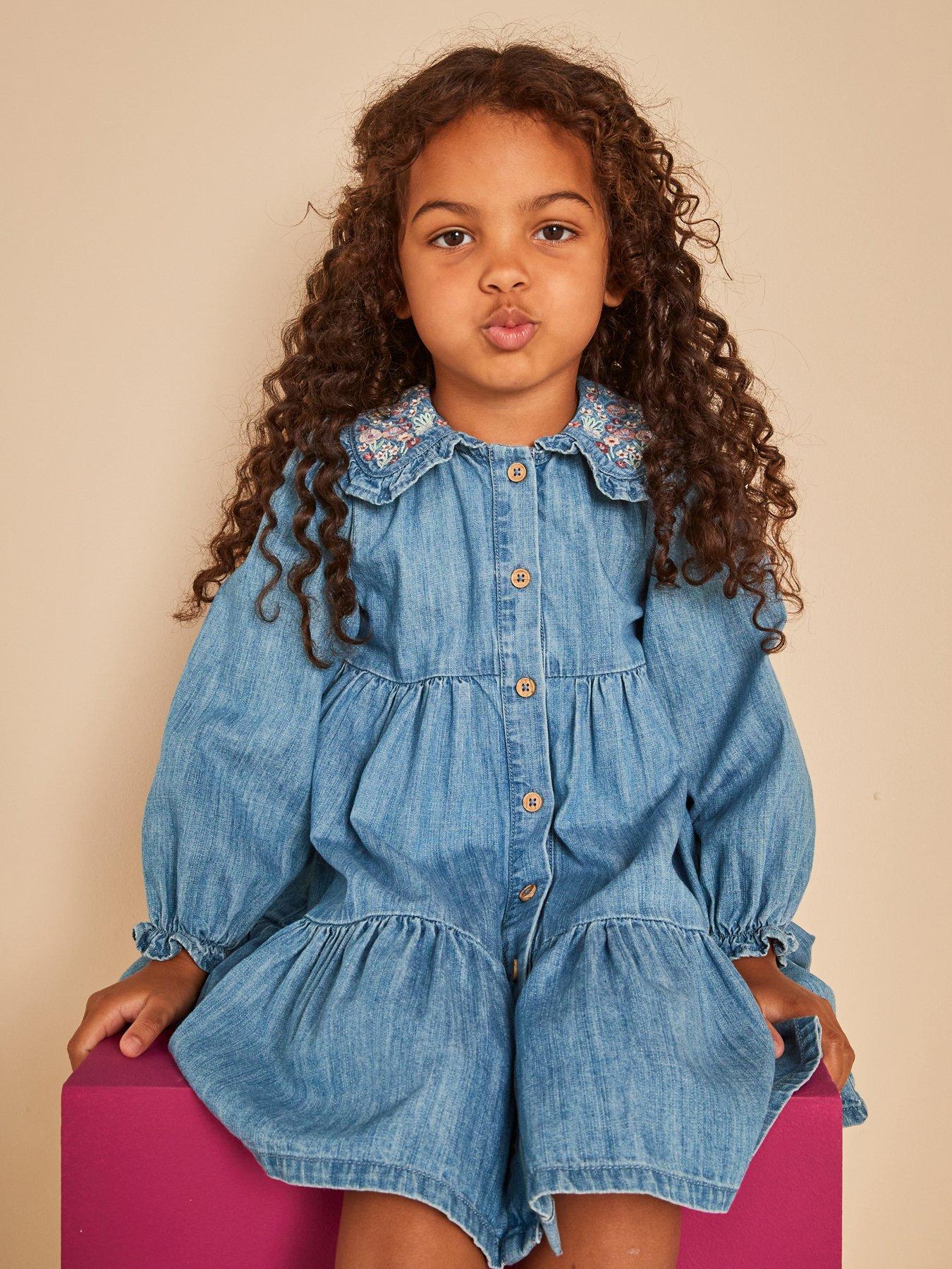 Girls long sleeve denim dress hotsell