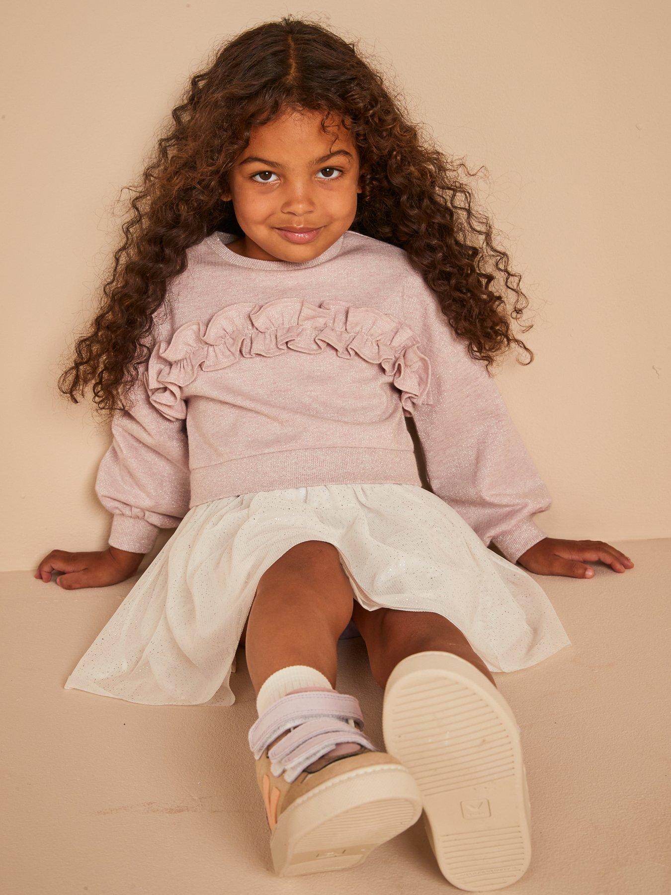 Image 4 of 6 of Mini V by Very Girls Frill Sweat Dress - Multi