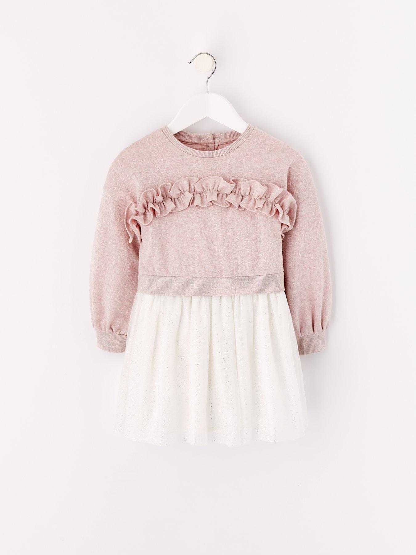 Image 6 of 6 of Mini V by Very Girls Frill Sweat Dress - Multi