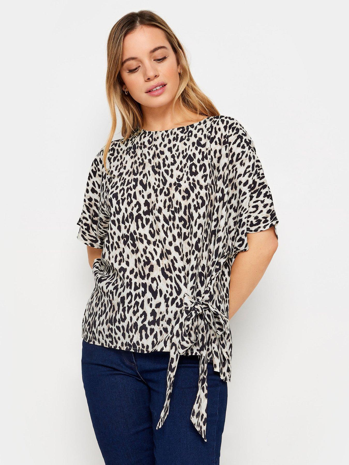 undefined Petite Natural Animal Tie Side Top