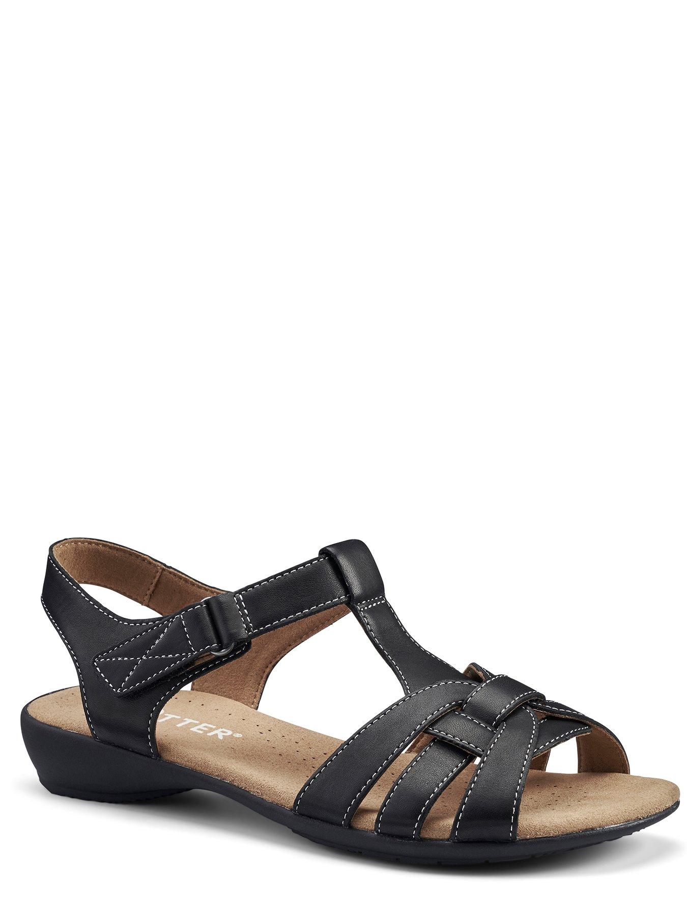 Hotter Sandals Leather Standard Solstice - Black-le | littlewoods.com