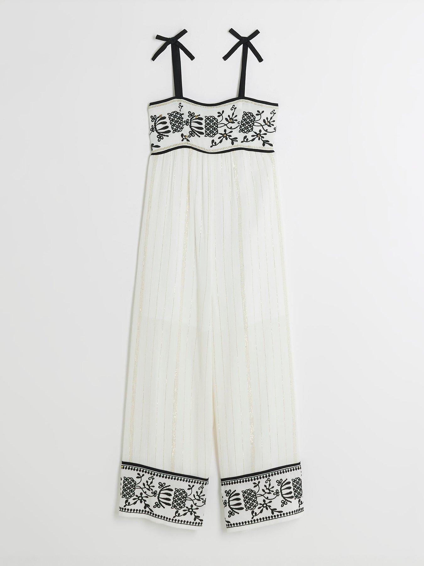 River Island Girls Embellished Beach Jumpsuit White littlewoods