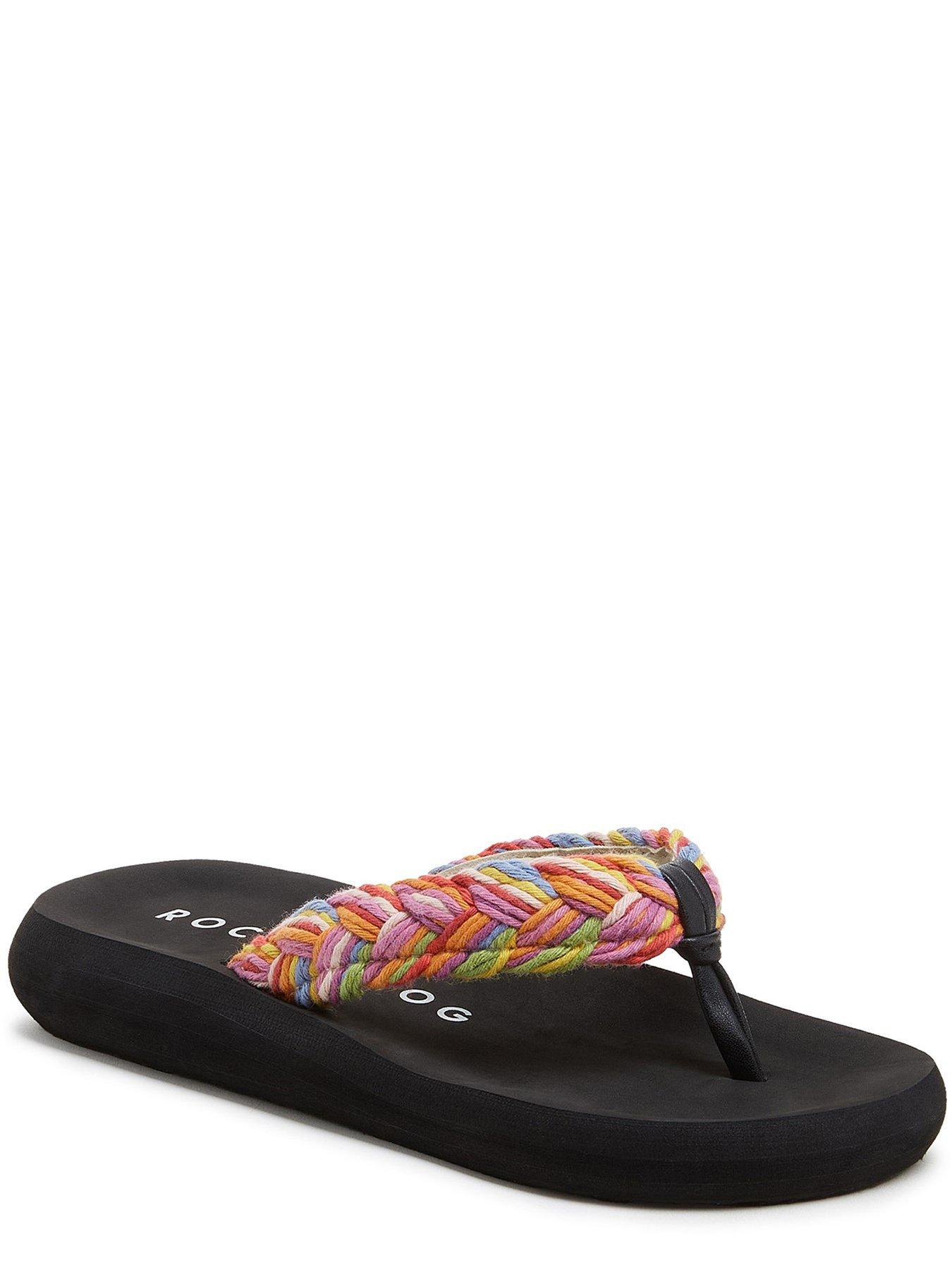 Rocket Dog Sunset Cord Toe Post Braided Sandals Rainbow Black littlewoods