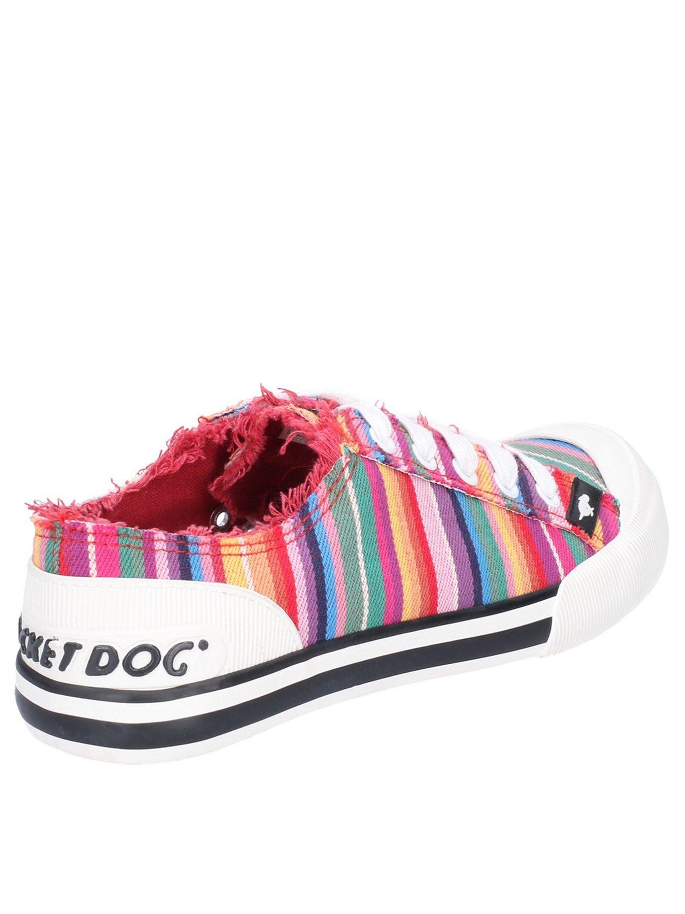 Image 3 of 4 of Rocket Dog Jazzin Eden Rainbow Stripe Plimsolls - Red Multi