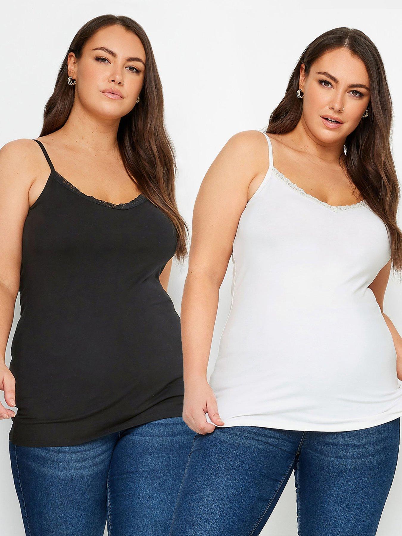  image of yours-curve-lace-cami-plain-2-pack