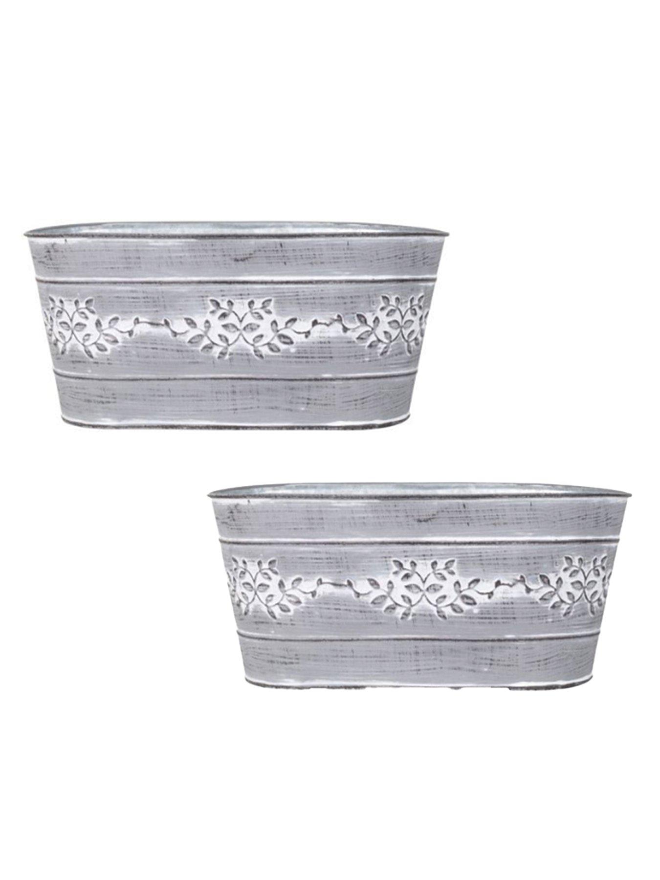 undefined Pair of Zinc Leafy Vine Tin Troughs (26.5cm)