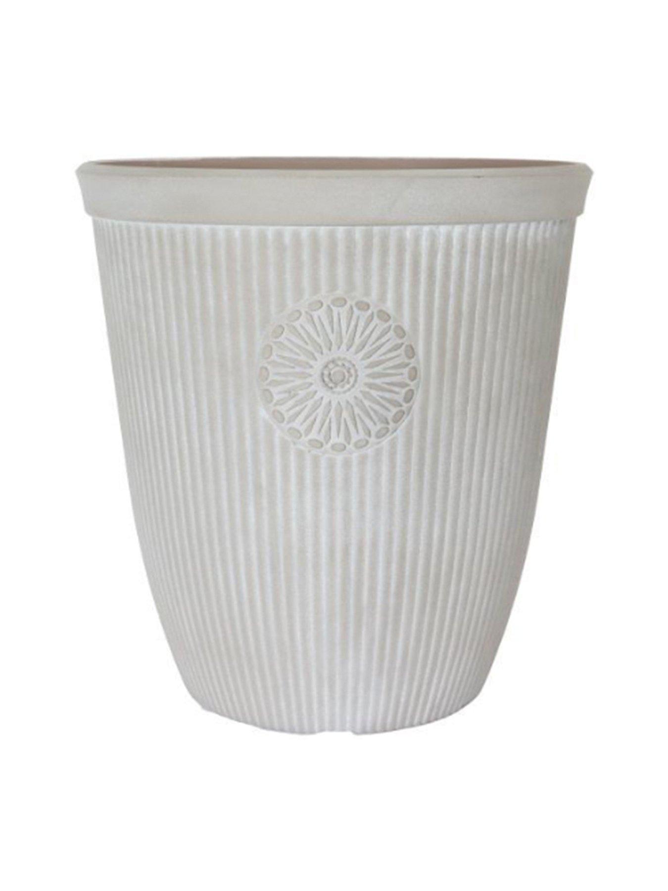 undefined Somerville Tall Planter - Pebble White (13")
