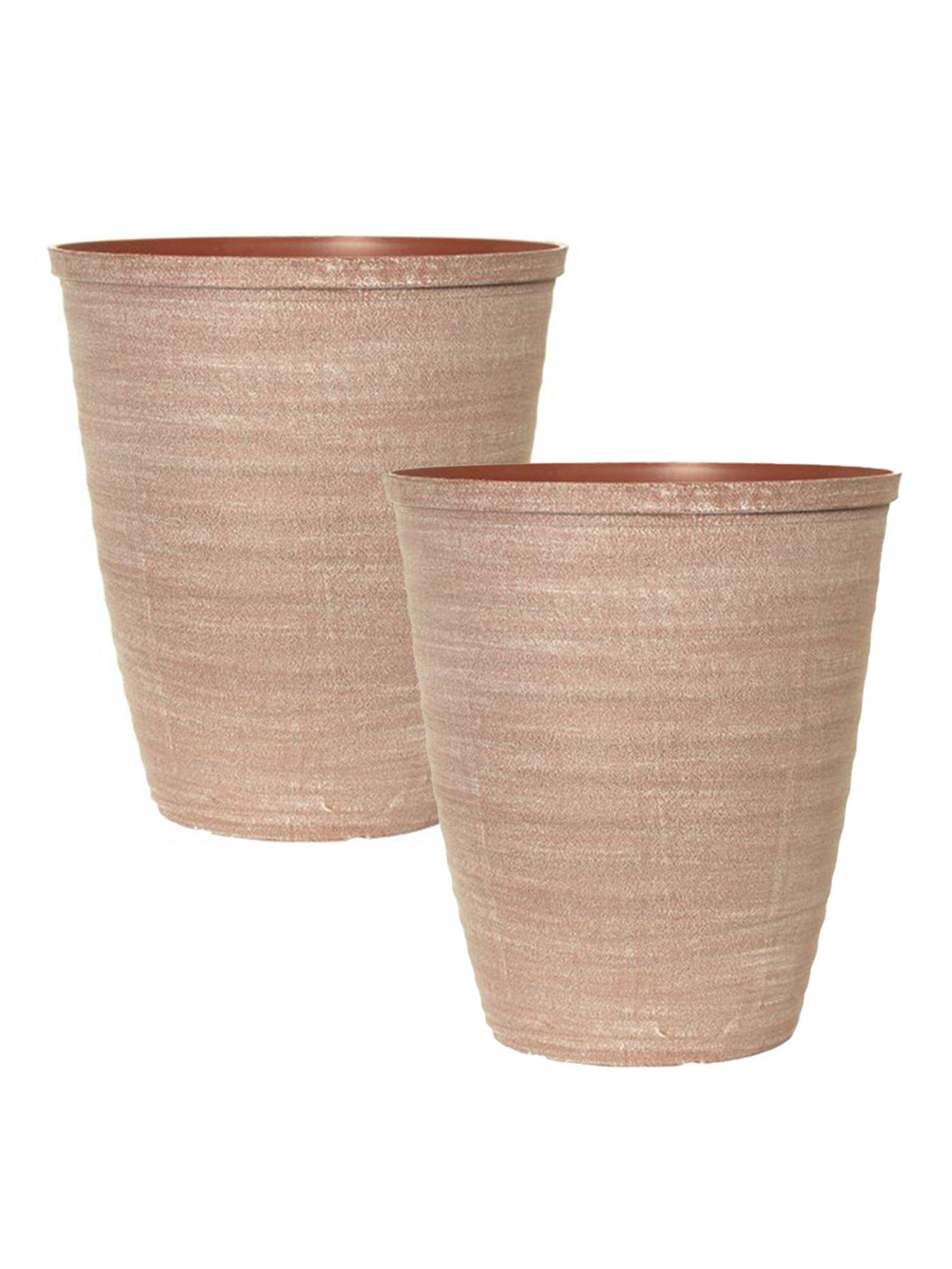 You Garden Pair of Dune Planters - Powdered Brick (28cm)
