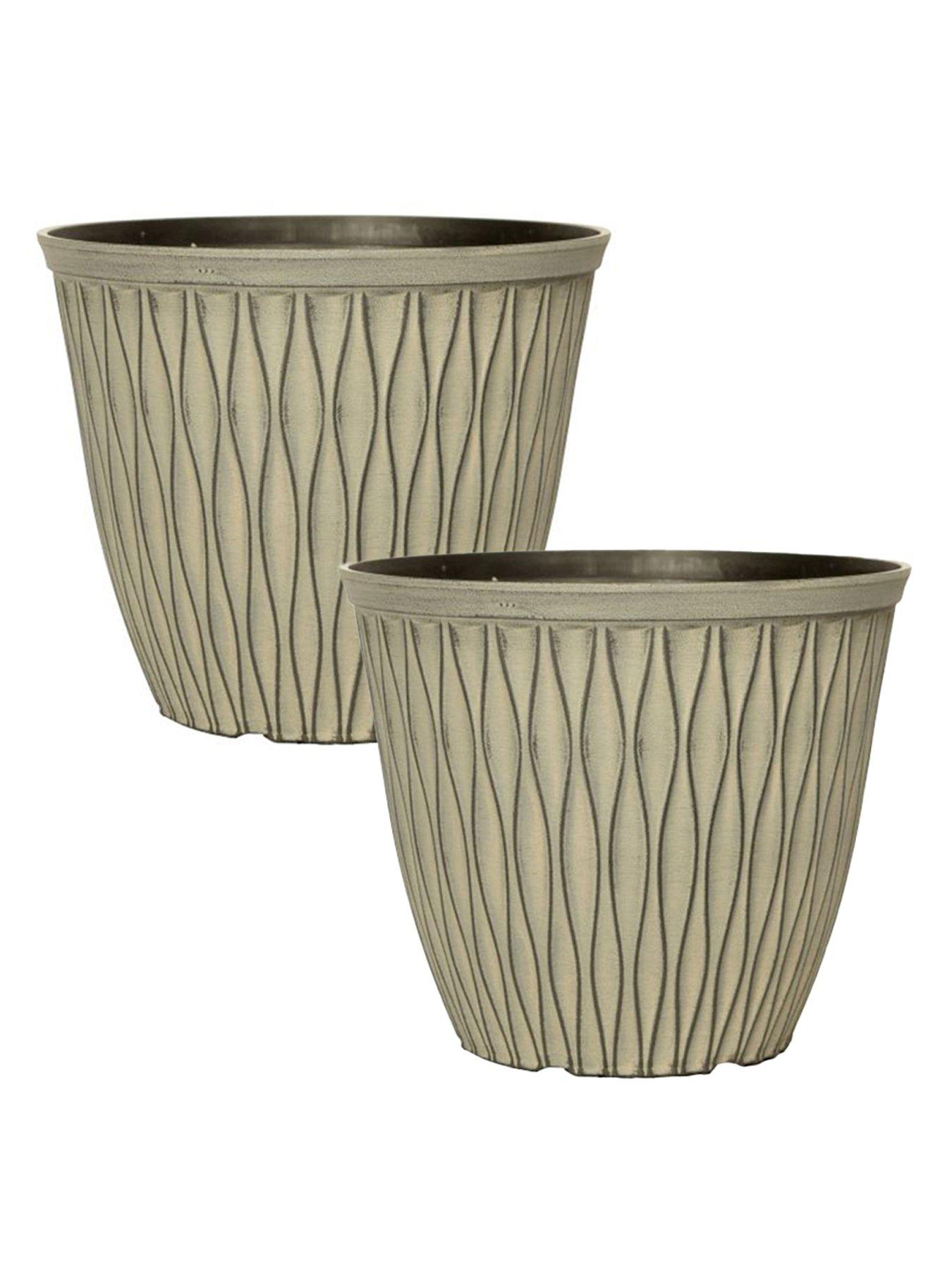 You Garden Pair of Laval Planters - Ebony Grey (20cm)