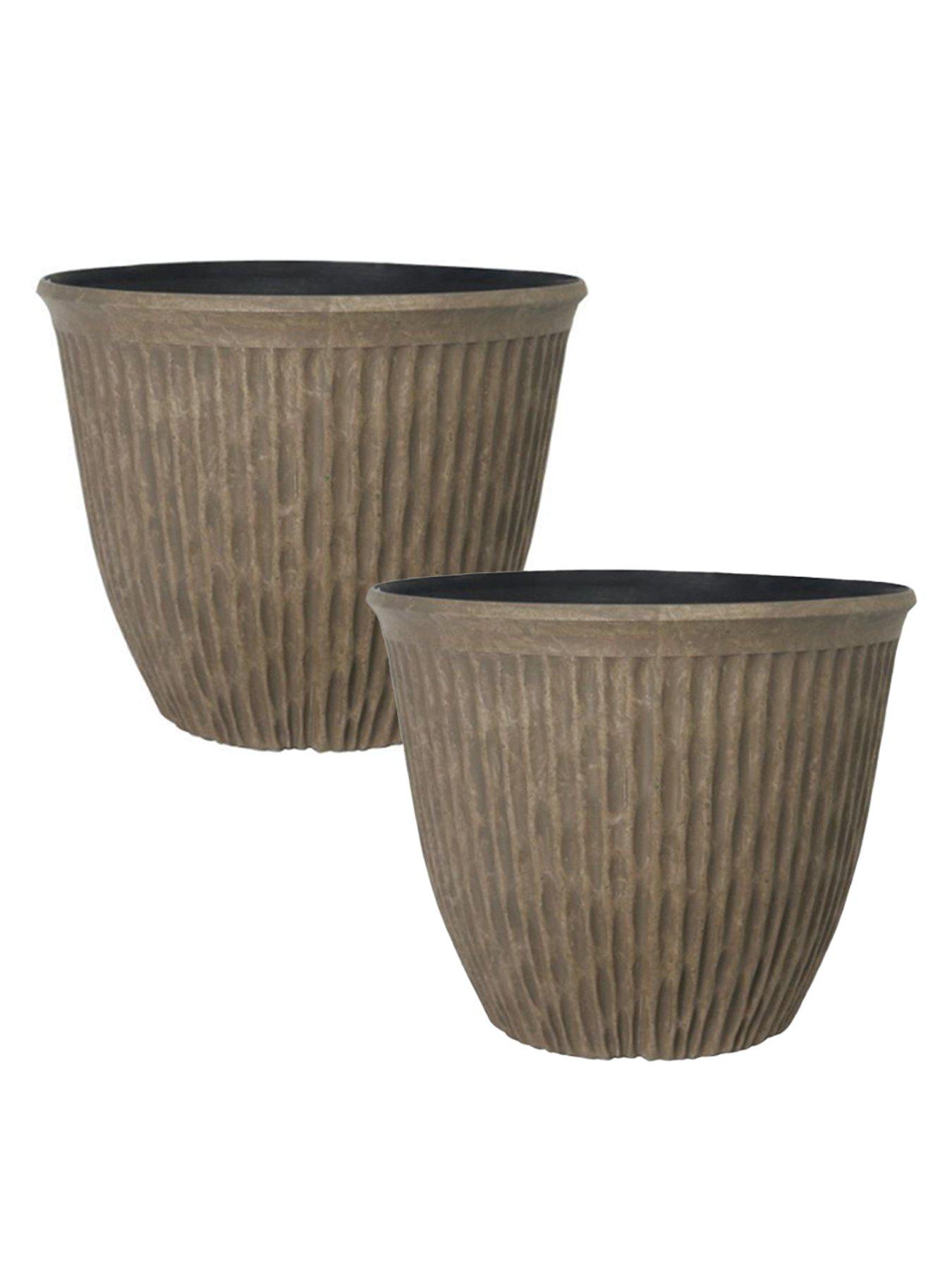 You Garden Pair of Brooklyn Planters - Faux Rock (15")