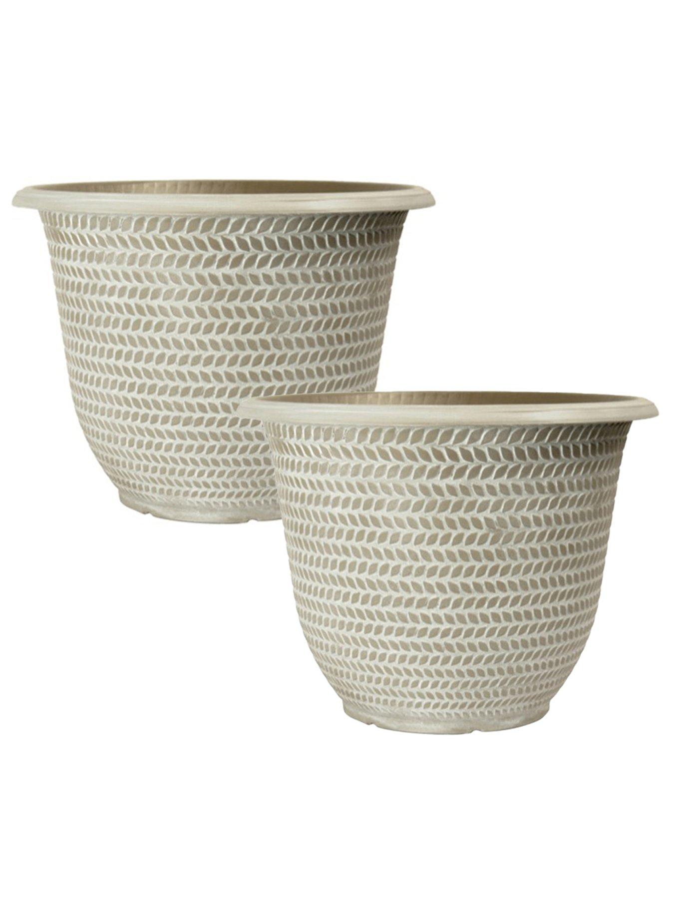 You Garden Pair of Parker Planters - Washed Taupe (12")