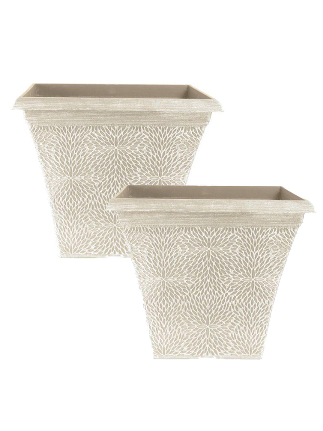 Image 1 of 1 of You Garden Pair of Square April Planters - Powdered Beige (14.5")