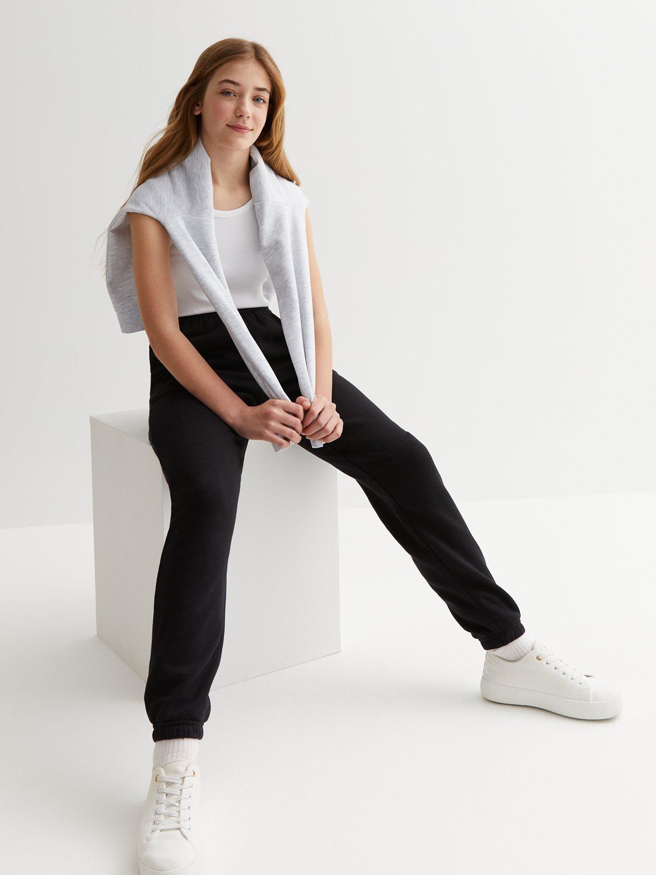 New Look 915 Girls Black Jersey Cuffed Joggers | littlewoods.com