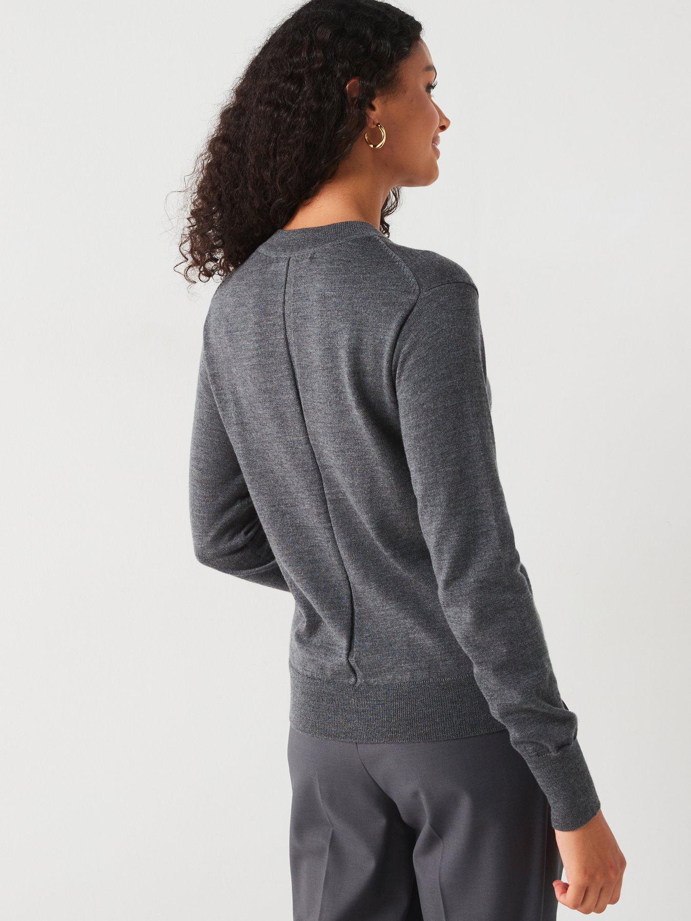  image of v-by-very-premium-merino-wool-crew-neck-jumper-grey