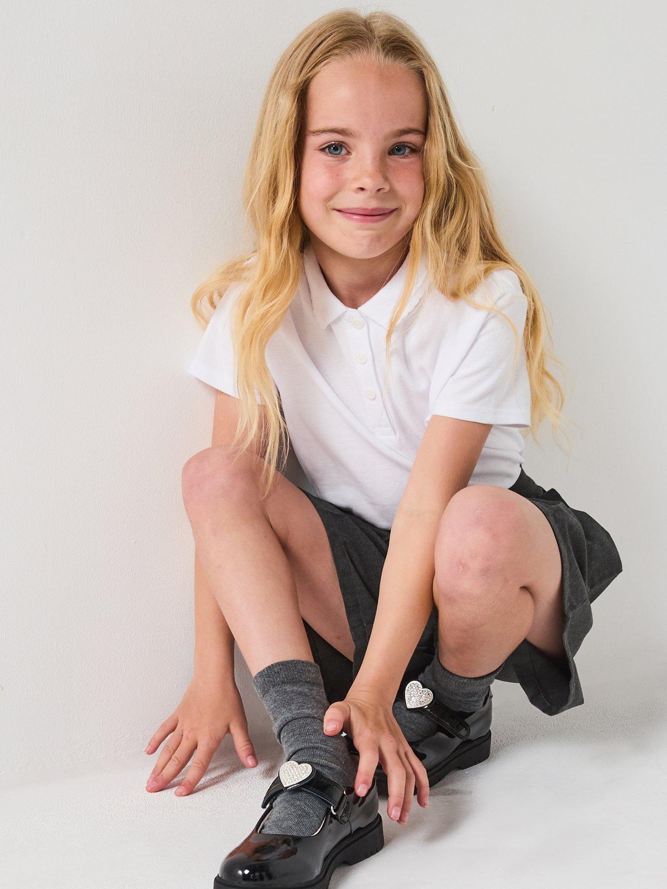 The Very Collection Girls 3 Pack School Polo Tops - White