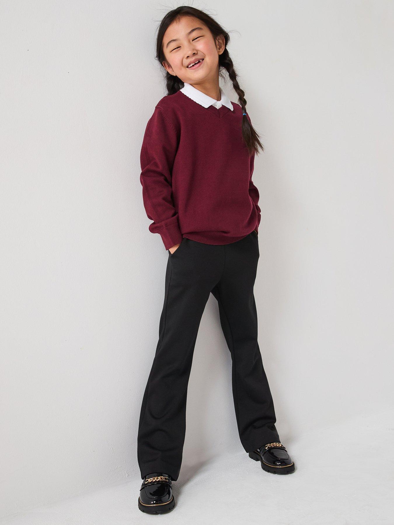 undefined Girls 2 Pack Jersey Kick Flare Trouser - Black
