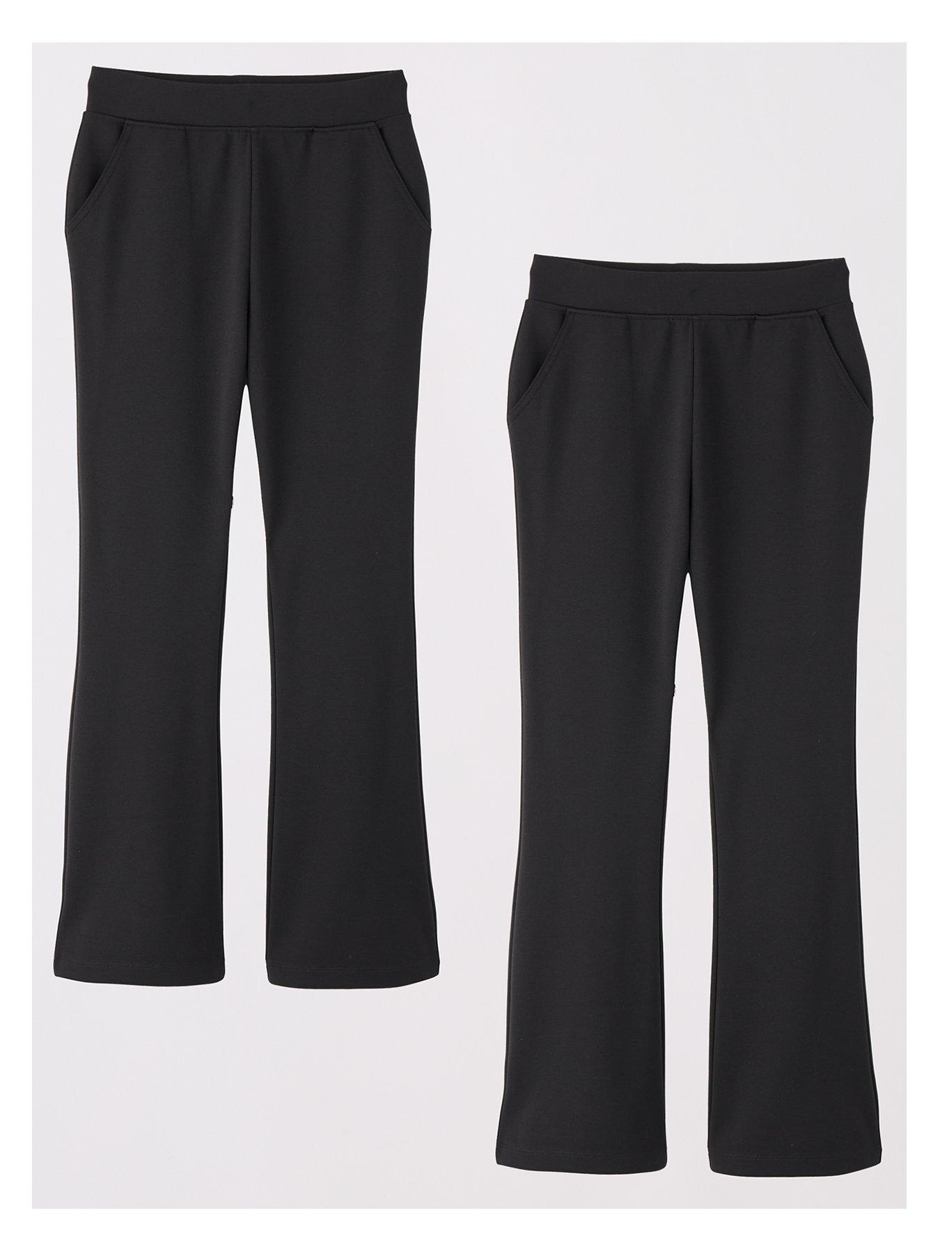 Image 2 of 6 of The Very Collection Girls 2 Pack Jersey Kick Flare Trouser - Black